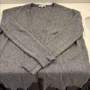 Madewell Gray V-Neck Knit Cardigan